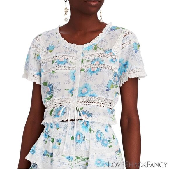 LOVESHACKFANCY **NWT** Farley Crop Top in Blueberry Cloud - Picture 4 of 11